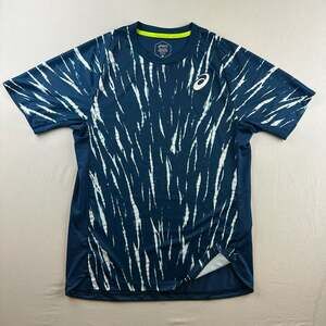 ASICS Game Short Sleeve Top Size S Blue Tie-Dye Athletic T-Shirt